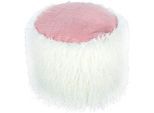 Pouf KAYOOM "Fellpouf Bobtail 125, Fellhocker in zweifarbigem Design", rosa (weiß, rosa), B:45cm H:38cm T:45cm, Bezug: 80% Acrylic 20% Polyester/ Füllmaterial: 100% Polystryol, Poufs, Pouf, modern, dekorativ, kindersicherer Reißverschluss an der Unterseite