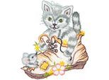 Fensterbild "Fensterbild "Katze im Schuh" farbig", bunt, B:21cm H:23cm, Polyester, W. REUTER & SOHN - PLAUENER SPITZE, Fensterbilder, Fensterbild