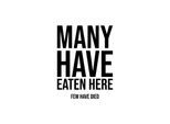 Wanddekoobjekt QUEENCE "Many have eaten here ...", schwarz (schwarz, weiß), B:30cm H:45cm T:0,1cm, Stahl, Wanddekoobjekte, Wanddekoobjekt, Stahlschild, Blechschild, Spruch, Witzig, Wanddeko, retro, 20x30cm