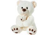 Kuscheltier HEUNEC "Misanimo, Bär mit Baby, creme", braun (weiß, braun), Plüschfiguren, KinderH:25cm, Plüsch, Softwool, Kuscheltier, H:25cm