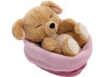 Kuscheltier NICI "Sleeping Pets, Hund beige, 12 cm", beige, Plüschfiguren, KinderB:9cm H:12cm L:10cm, Kuscheltier, im Körbchen, B:9cm H:12cm L:10cm
