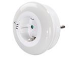 HAMA LED Nachtlicht "LED Nachtlicht mit Steckdose, Lichtsensor, Berührungsschutz, 3 Farben", weiß, H: 8,2cm, Leuchten, Weiß, Blau, Grün, LED Nachtlicht