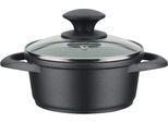 Kochtopf GSW "Gourmet Granit", schwarz (schwarz, graphit), H:7,5cm Ø:16cm, Töpfe, Kochtopf, mehrfache, langlebige VITAFLONGRANIT Antihaft-Versiegelung, Induktion