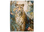 Poster REINDERS "Gold Cat", grün (farbe bild(er): grün), B:60cm H:80cm T:0,1cm, Bilder, Poster, Garten - Dschungel - Blumen - Grün - Leinwand - Tiere - 60x80 cm