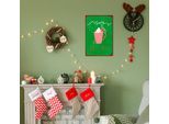 Metallbild QUEENCE "Christmas Cup", rot (farbe bild(er): rot), B:20cm H:30cm, Metall, Stahl, Bilder, Metallbild, Stahlschilder