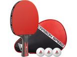 Tischtennisschläger JOOLA "TT-BAT Carbon Speed", rot (rot, schwarz), Tischtennisschläger, KinderB:193mm L:290mm T:54mm, Tischtennisschläger, B:193mm L:290mm T:54mm