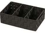 Organizer WENKO "Adria", schwarz, B:32cm H:10cm T:21cm, Polypropylen, Aufbewahrungsboxen, Organizer, mit Griff, 3 Fächer