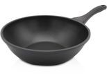 Wok KRÜGER "Aluguss Wokpfanne LEIPZIG, 30 cm", schwarz, H:10cm Ø:30cm, Pfannen, Wok, hochwertige Antihaft-Versiegelung