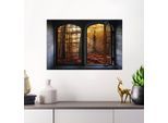 Wandsticker QUEENCE "Herbsttag", gold (goldfarben), B:60cm H:40cm, Vinyl, Wandtattoos, Wandsticker, Wandsticker, Wandbild, selbstklebend, 3D, Fenster