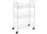 Rollwagen METALTEX "Siena", weiß, B:41cm H:63cm T:23cm, Metall, Rollwagen, Rollwagen, 3 Etagen, 4 Lenkrollen