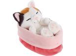 Kuscheltier NICI "Sleeping Pets, Glückskatze, 12 cm", bunt, Plüschfiguren, KinderB:9cm H:12cm L:8cm, Kuscheltier, im Körbchen, B:9cm H:12cm L:8cm