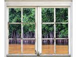 Wandsticker QUEENCE "Busch am Wasser", grün, B:40cm H:60cm T:0,1cm, Wandtattoos, Wandsticker, Wandsticker, Wandbild, selbstklebend, 3D, Fenster