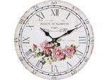 Wanduhr AMBIENTE HAUS "Wanduhr - Rose 28cm", bunt, B:28cm H:28cm T:3,5cm, Wanduhren, Wanduhr