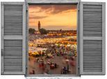 Wandtattoo QUEENCE "Marktplatz", bunt, B:80cm H:60cm T:0,1cm, Wandtattoos, Wandtattoo, Wandsticker, Wandbild, selbstklebend, 3D, Fenster