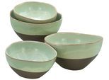 Schale CREATABLE "Basalt Bio, Bowl Set 4-tlg", grün (salbei), Steinzeug, Schüsseln, Schale, Organische Form, Jedes Teil ein Unikat
