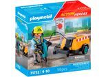 Konstruktions-Spielset PLAYMOBIL "Bauarbeiter mit Meißel (71752), Playmobil Action Heroes", bunt, Spielbausteine, Kinder, Kunststoff, Konstruktions-Spielset