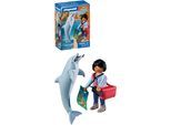 Konstruktions-Spielset PLAYMOBIL "Zoo: Delfin und Besucherin (72091), Animals & Friends", bunt, Spielbausteine, Kinder, Kunststoff, Konstruktions-Spielset, Made in Europe