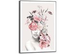 Poster REINDERS "Blumenfrau", rosa (farbe bild(er): rosa), B:50cm H:70cm T:1,6cm, MDF, Bilder, Poster