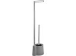 WC-Garnitur WENKO "Avola", grau, B:16cm H:70cm L:13cm, Edelstahl, Polypropylen, Reinigungsbürsten, WC-Garnitur, Stand WC-Garnitur