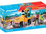 Konstruktions-Spielset PLAYMOBIL "Straßenbaustelle (71751), Playmobil Action Heroes", bunt, Spielbausteine, Kinder, Kunststoff, Konstruktions-Spielset