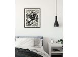 Wandbild KOMAR "Marvel Iron Man Lino-Cut", schwarz (farbe bild(er): schwarz, weiß), Disney, 1 Stk., Vlies, Bilder, Wandbild, 30 x 40 cm (Breite x Höhe) - Kinderzimmer, Dekoration