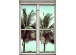 Wandsticker QUEENCE "Palmen", grün, B:40cm H:60cm T:0,1cm, Wandtattoos, Wandsticker, Wandsticker, Wandbild, selbstklebend, 3D, Fenster