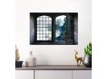 Wandsticker QUEENCE "Urwald", grün, B:60cm H:40cm, Vinyl, Wandtattoos, Wandsticker, Wandsticker, Wandbild, selbstklebend, 3D, Fenster