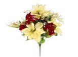 Kunstblumenstrauß I.GE.A. "Bouquet Poinsettia/Hortensie", rot (rot, gold), B:28cm H:50cm L:28cm, Polyester, Kunstpflanzen, Kunstblumenstrauß, Weihnachtsstern Christstern Weihnachtsdeko Kunstblume Sträuße