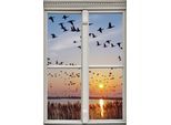 Wandsticker QUEENCE "Vogelschwarm", orange, B:40cm H:60cm T:0,1cm, Wandtattoos, Wandsticker, Wandsticker, Wandbild, selbstklebend, 3D, Fenster