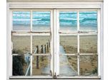 Wandsticker QUEENCE "Weg ins Meer", beige (natur), B:40cm H:60cm T:0,1cm, Wandtattoos, Wandsticker, Wandsticker, Wandbild, selbstklebend, Meer, Wasser