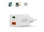 HAMA Schnelllade-Gerät "USB-Ladegerät (Schnellladegerät Handy, 1x USB-C, 1x USB-A, 20 Watt)", weiß, B:3,4cm H:2,9cm T:3,5cm, Ladegeräte, Schnelllade-Gerät