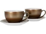 Cappuccinotasse CREATABLE "Golden Days", weiß (gold, weiß), 300ml, 4 Stk., Steinzeug, Trinkgefäße, Cappuccinotasse, 4-teilig, inkl. Untertasse