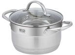 Kochtopf RESTO KITCHENWARE "Rigel, Topf energiesparend und spülmaschinenfest", silber (silberfarben), H:11,5cm L:30cm Ø:20cm, Töpfe, Kochtopf, mit hitzebeständigem Glasdeckel, im Geschenkkarton