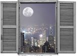 Wandtattoo QUEENCE "Großstadt", grau, B:80cm H:60cm T:0,1cm, Wandtattoos, Wandtattoo, Wandsticker, Wandbild, selbstklebend, 3D, Fenster