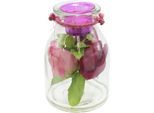 Teelichthalter I.GE.A. "Glasgefäß mit Teelichthalter und Tulpen", lila (violett), B:12cm H:18cm, Glas, Kerzenhalter, Teelichthalter, Dekoriert mit Kunstblumen Kerzenhalter Wohnaccessoire Deko Dekoobjekt