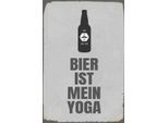 Metallbild QUEENCE "Bier Yoga Spruch Stahlschild Blechschild", grau (farbe bild(er): grau), B:20cm H:30cm T:0,2cm, Blech, Bilder, Metallbild, 20x30x0,2cm - mit 4 Lochbohrung