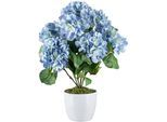Kunstblume CREATIV GREEN "Hortensienbusch", weiß (blau), H:52cm Ø:30cm, Polyester, Kunstpflanzen, Kunstblume