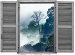 Wandtattoo QUEENCE "Regenwald", grün, B:80cm H:60cm T:0,1cm, Wandtattoos, Wandtattoo, Wandsticker, Wandbild, selbstklebend, 3D, Fenster