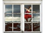 Wandsticker QUEENCE "Ballerina", rot, B:40cm H:60cm T:0,1cm, Wandtattoos, Wandsticker, Wandsticker, Wandbild, selbstklebend, Ballett, Tanzen