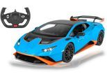 RC-Auto JAMARA "Lamborghini Huracán STO 1:14, blau, 2,4GHz", blau, Fernlenkfahrzeuge, KinderB:16cm H:8,9cm T:32,5cm, Kunststoff, RC-Auto, mit LED-Licht; offiziell lizenziert, B:16cm H:8,9cm T:32,5cm