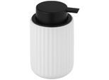 Seifenspender WENKO "Belluno", schwarz-weiß (weiß, schwarz), Keramik, Kunststoff, Dosierspender, Seifenspender, aus Keramik, Füllmenge: 400 ml