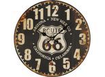 Wanduhr AMBIENTE HAUS "Route 66 Wanduhr 28cm", schwarz, B:28cm H:28cm T:3,5cm, Wanduhren, Wanduhr