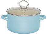 Fleischtopf KRÜGER "Sylt", blau (pastell, blau), B:20cm H:12cm L:28cm Ø:20cm, Töpfe, Fleischtopf, Induktion