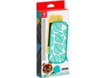 NINTENDO SWITCH Spielekonsolen-Tasche "Animal Crossing Edition + Schutzfolie", grün (grün, weiß), Taschen, Spielekonsolen-Tasche