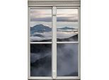 Wandsticker QUEENCE "Nebelige Berge", grau, B:40cm H:60cm T:0,1cm, Wandtattoos, Wandsticker, Wandsticker, Wandbild, selbstklebend, 3D, Fenster