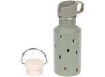 Trinkflasche LÄSSIG "Happy Prints, Light Olive", Kinder, Gr. 500ml, grün (olive), Edelstahl, Trinkflaschen Trinkflasche