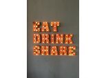 Metallbild QUEENCE "EAT DRINK SHARE", grau (farbe bild(er): grau), B:20cm H:30cm T:0,5cm, Metall, Stahl, Bilder, Metallbild, Stahlschild, Blechschild, Sprüche, Texte, witzig
