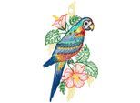 Fensterbild "Fensterbild "Papagei" farbig", bunt, B:18cm H:33cm, Polyester, W. REUTER & SOHN - PLAUENER SPITZE, Fensterbilder, Fensterbild