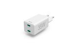 HAMA Schnelllade-Gerät "Schnellladegerät, 2x USB C, PD Qualcomm, Mini Ladegerät, 35 W, Weiß", weiß, Ladegeräte, Schnelllade-Gerät