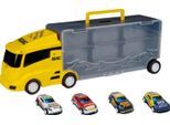 Spielzeug-LKW HAPPY PEOPLE "ADAC Autotransporter Koffer", gelb, Spielzeugfahrzeuge, KinderB:36cm H:12cm T:9cm, Kunststoff, Metallspritzguss, Spielzeug-LKW, inklusive 4 Autos, B:36cm H:12cm T:9cm